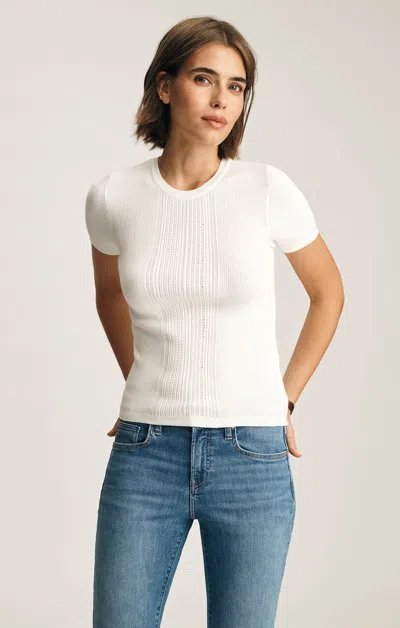 Mavi Pointelle Short Sleeve Sweater In Antique White