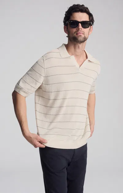 Mavi Polo Collar Short Sleeve Sweater In Antique White