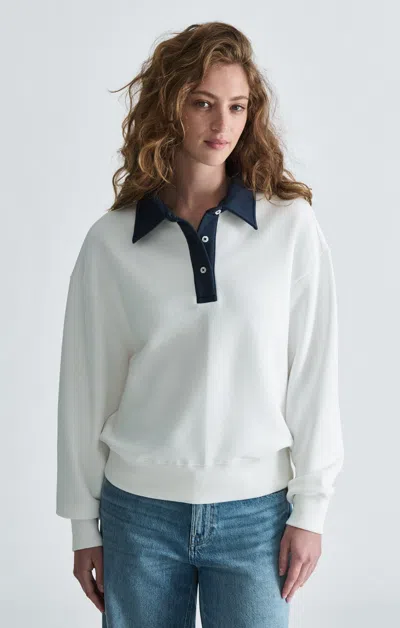 Mavi Polo Neck Fleece Sweatshirt In Antique White