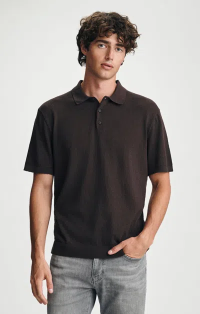 Mavi Polo Neck Short Sleeve Knit In After Dark In Brown