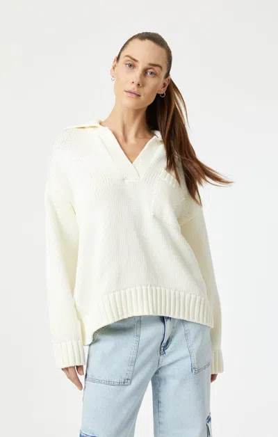 Mavi Polo Sweater In Coconut Milk In White