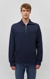 Mavi Quarter Zip Pocket Sweatshirt In Dark Blue