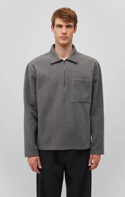 Mavi Quarter Zip Pocket Sweatshirt In Grey