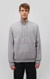 Mavi Quarter Zip Pocket Sweatshirt In Light Grey Melange In Grey