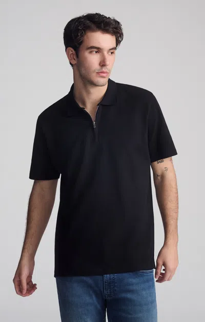Mavi Quarter Zip Polo Shirt In Black