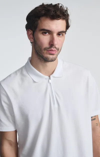 Mavi Quarter Zip Polo Shirt In White