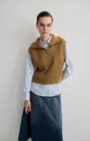 Mavi Quarter Zip Sweater Vest In Tiger's Eye In Tan