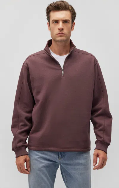 Mavi Quarter Zip Sweatshirt In Huckleberry In Red