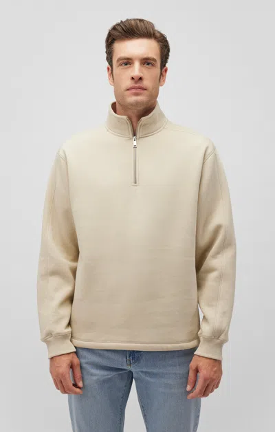 Mavi Quarter Zip Sweatshirt In Pelican In Beige