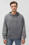 Mavi Raw Edge Hoodie In Monument In Grey
