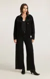 Mavi Rebecca Wide Leg In Studded Smoke Denim In Black