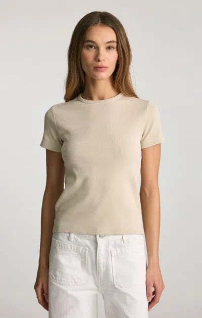 Mavi Ribbed Crew Neck T-shirt In Oyster Gray In Sand