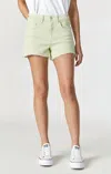 Mavi Rosie High-rise Boyfriend Shorts In Lime Sherbet La Blue In White
