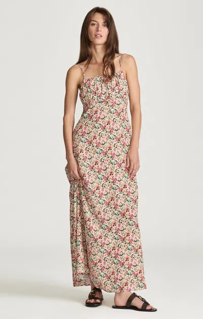 Mavi Ruched Maxi Dress In Flower Print In Multi