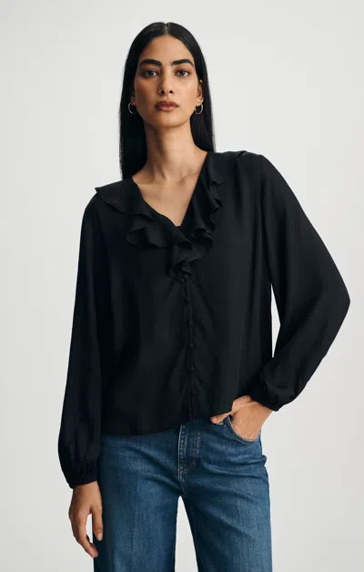 Mavi Ruffled V-neck Blouse In Black