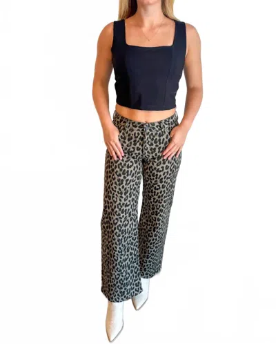 Mavi Sabrina Leopard Denim Jeans In Green In Animal Print