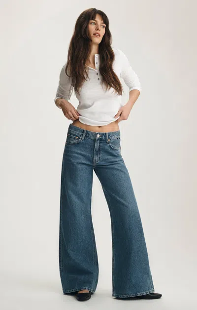 Mavi Sandy Wide Leg In Mid Brushed Classic Denim In Blue