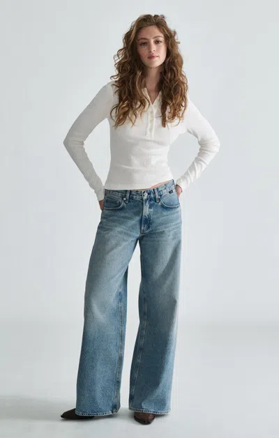 Mavi Sandy Wide Leg Jeans In Light Brushed Classic Denim In Light Blue