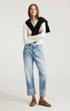 Mavi Savannah Cuffed Straight Leg In Light Brushed Classic Blue In Blue