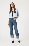Mavi Savannah Cuffed Straight Leg In Shaded Classic Blue In Dark Blue