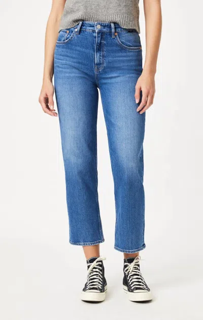 Mavi Savannah Mid Brushed Straight Leg Jean In Blue In Medium Blue