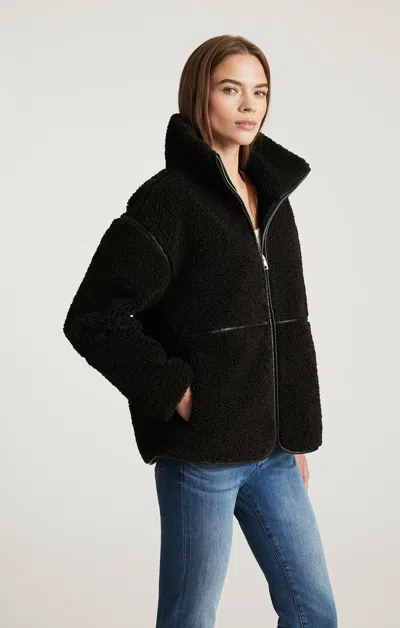 Mavi Sherpa Panel Zip Jacket In After Dark In Black