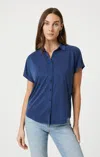 Mavi Short Sleeve Button-up Shirt In Medieval Blue In Dark Blue