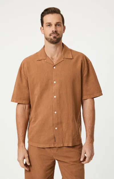 Mavi Short Sleeve Button-up Shirt In Toasted Coconut In Brown