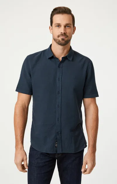 Mavi Short Sleeve Button-up Shirt In Total Eclipse In Dark Blue