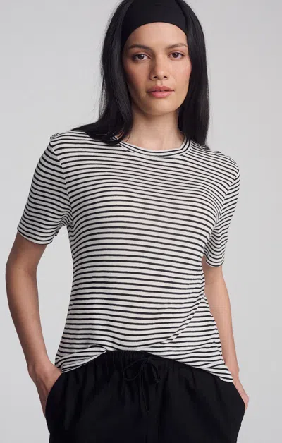 Mavi Short Sleeve Crew Neck Shirt In Black Stripe
