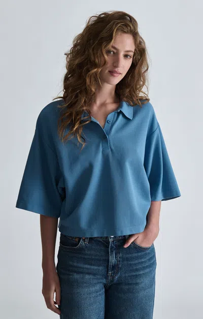 Mavi Short Sleeve Polo Neck Jersey In Cyaneus In Blue