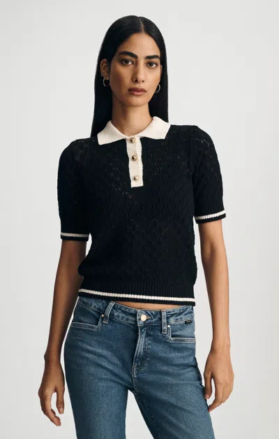 Mavi Short Sleeve Polo Neck Sweater In Black