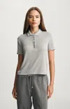 Mavi Short Sleeve Polo T-shirt In Mid Grey Melange In Gray