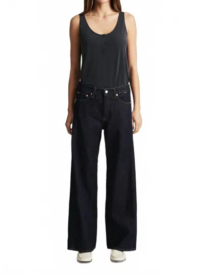 Mavi Siena Wide Leg Denim Jeans In Dark Rinse In Black