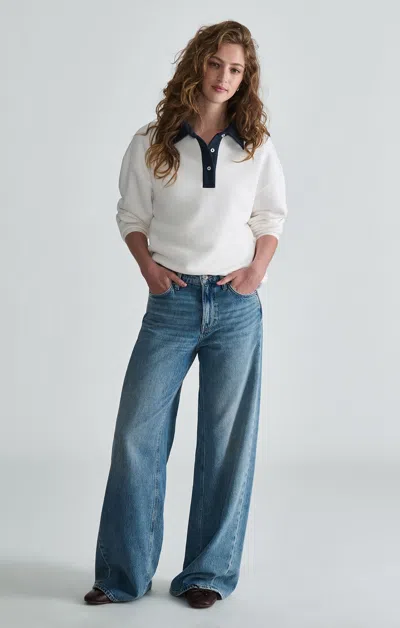 Mavi Siena Wide Leg Jeans In Mid Brushed Light Blue Classic In Medium Blue
