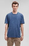 Mavi Slub Crew Neck T-shirt In Navy Blazer In Dark Blue