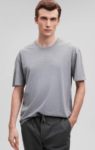 Mavi Slub Crew Neck T-shirt In Silver Filigree In Grey