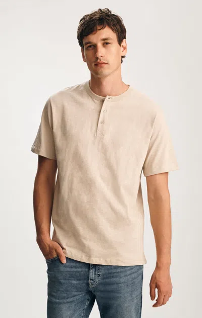 Mavi Slub Henley T-shirt In Feather Grey In Sand