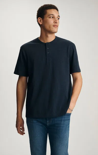 Mavi Slub Henley T-shirt In Navy In Blue