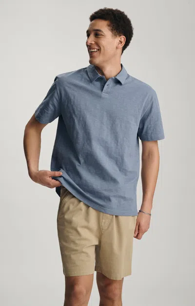 Mavi Slub Polo T-shirt In Flint Stone In Blue