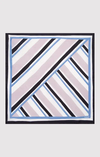 Mavi Small Silk Double Striped Bandana In Navy Blue Stripe