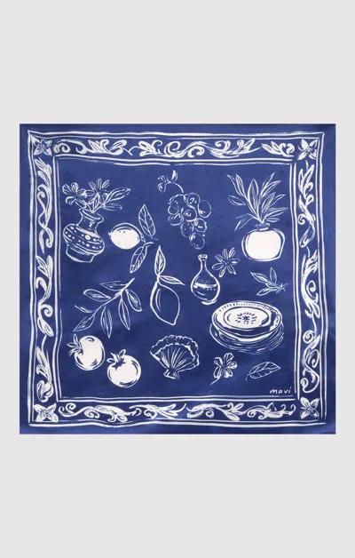 Mavi Small Silk Picnic Bandana In Navy Blue