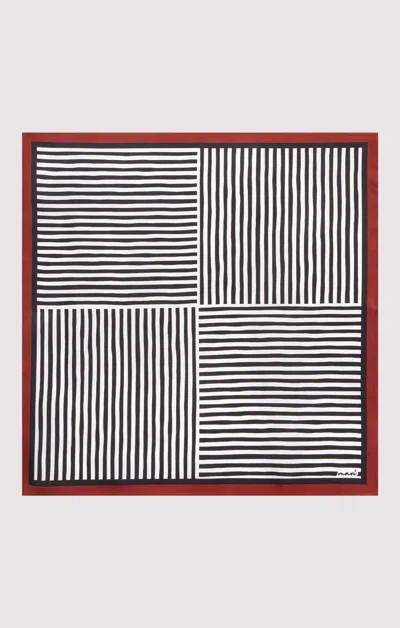 Mavi Small Silk Striped Bandana In Navy Stripe In Blue