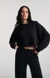 Mavi Sporty Luxe Tencel™ Crew Neck Sweatshirt In Black In Black