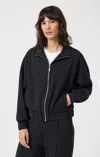 Mavi Sporty Luxe Tencel™ Full Zip Sweatshirt In Black In Black