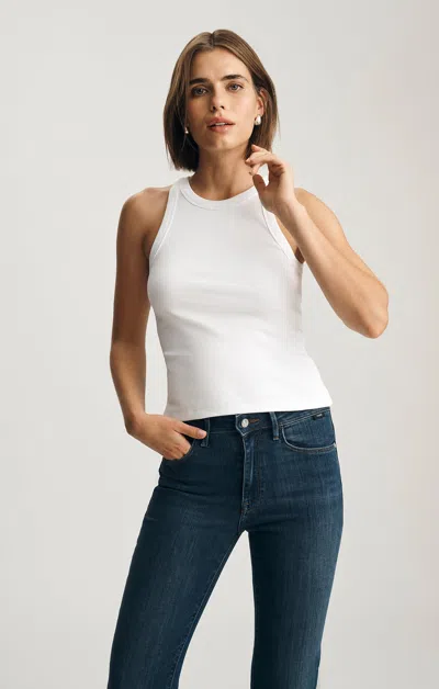 Mavi Stella Ribbed High Neck Tank Top In White