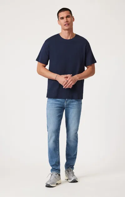 Mavi Steve Athletic Fit In Mid Brushed Classic Blue In Medium Blue