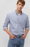 Mavi Striped Button-up Long Sleeve Shirt In True Blue In Medium Blue