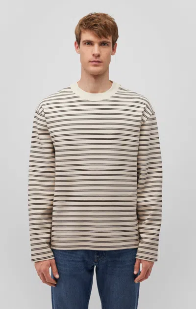 Mavi Striped Crew Neck Sweatshirt In Chocolate Torte
