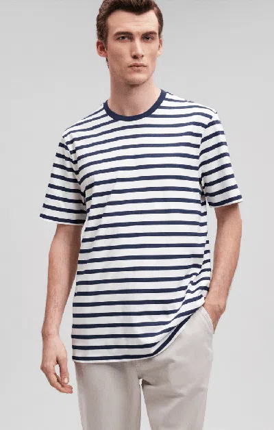 Mavi Striped Crew Neck T-shirt In Navy Blazer In Dark Blue